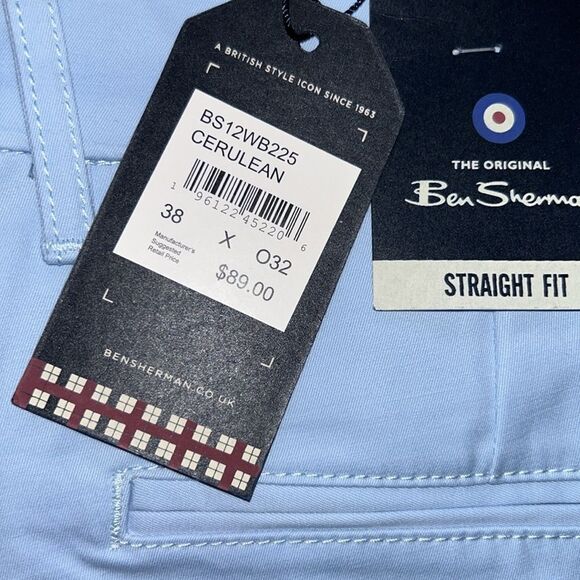 NEW Ben Sherman Mens Light Blue Straight Fit Pants - Picture 3 of 9